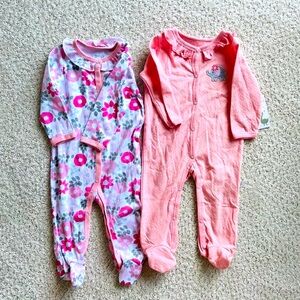 2 NEW Footies baby girl 6-9mo